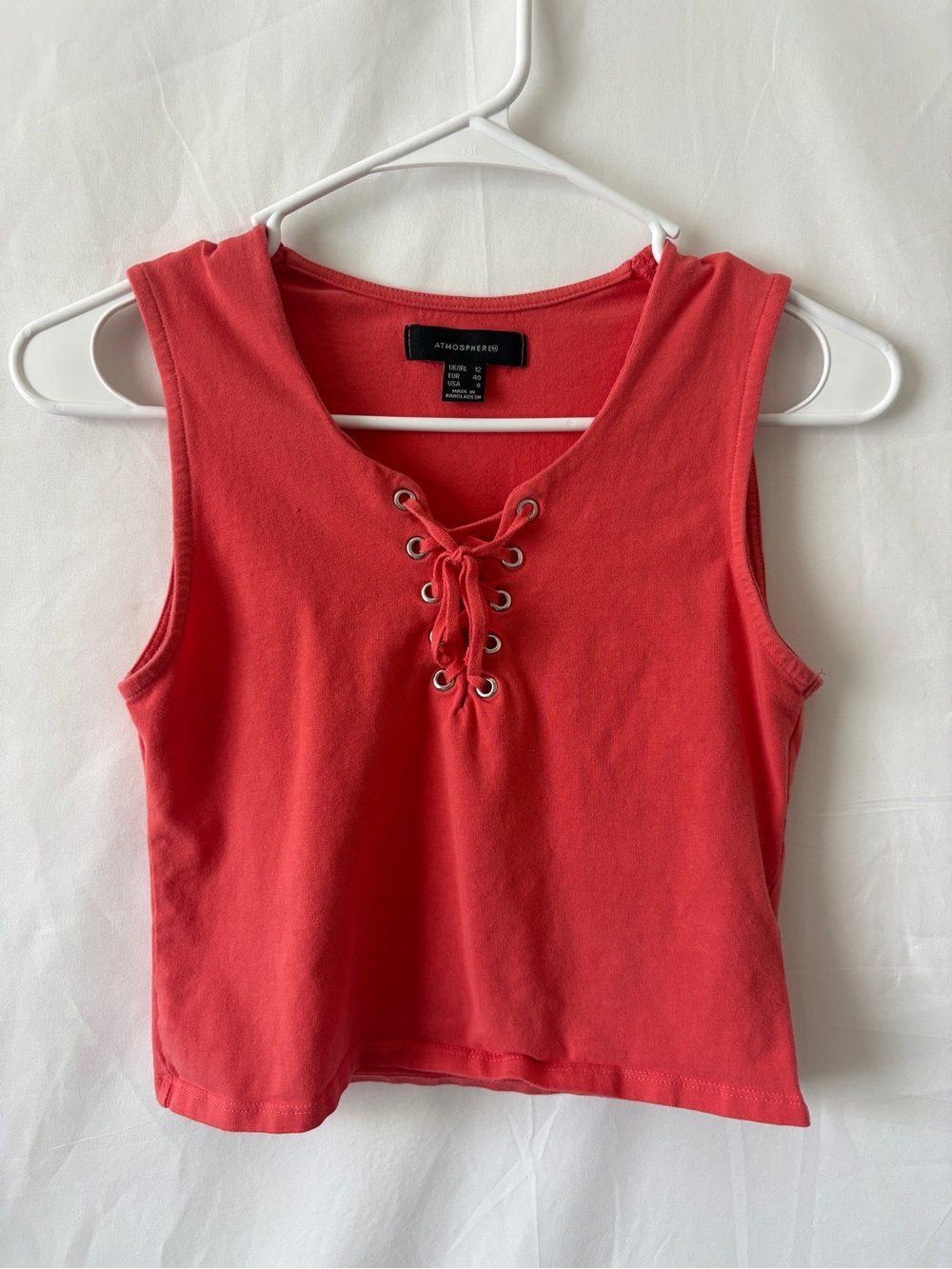 Atmosphere Pink Lace-Up Sleeveless Crop Top
